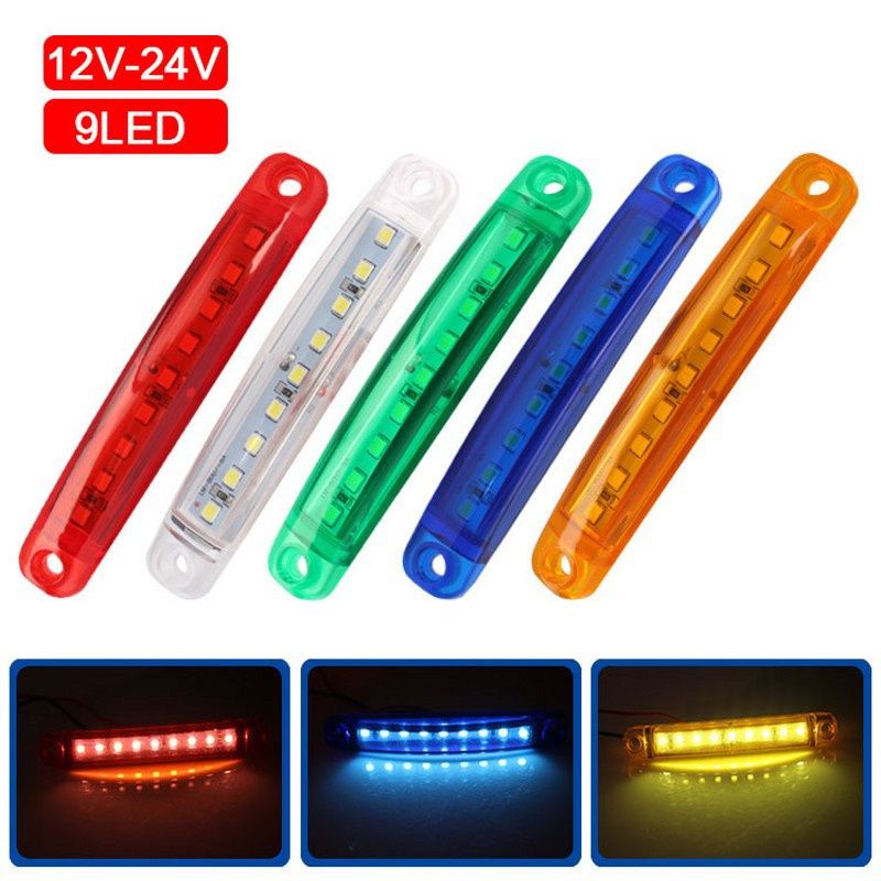 12-24V Truck Side Warning Light 9 LED Muticolor Waterproof Car Width Lamp Trailer Bus Van Signal Marker Bulb