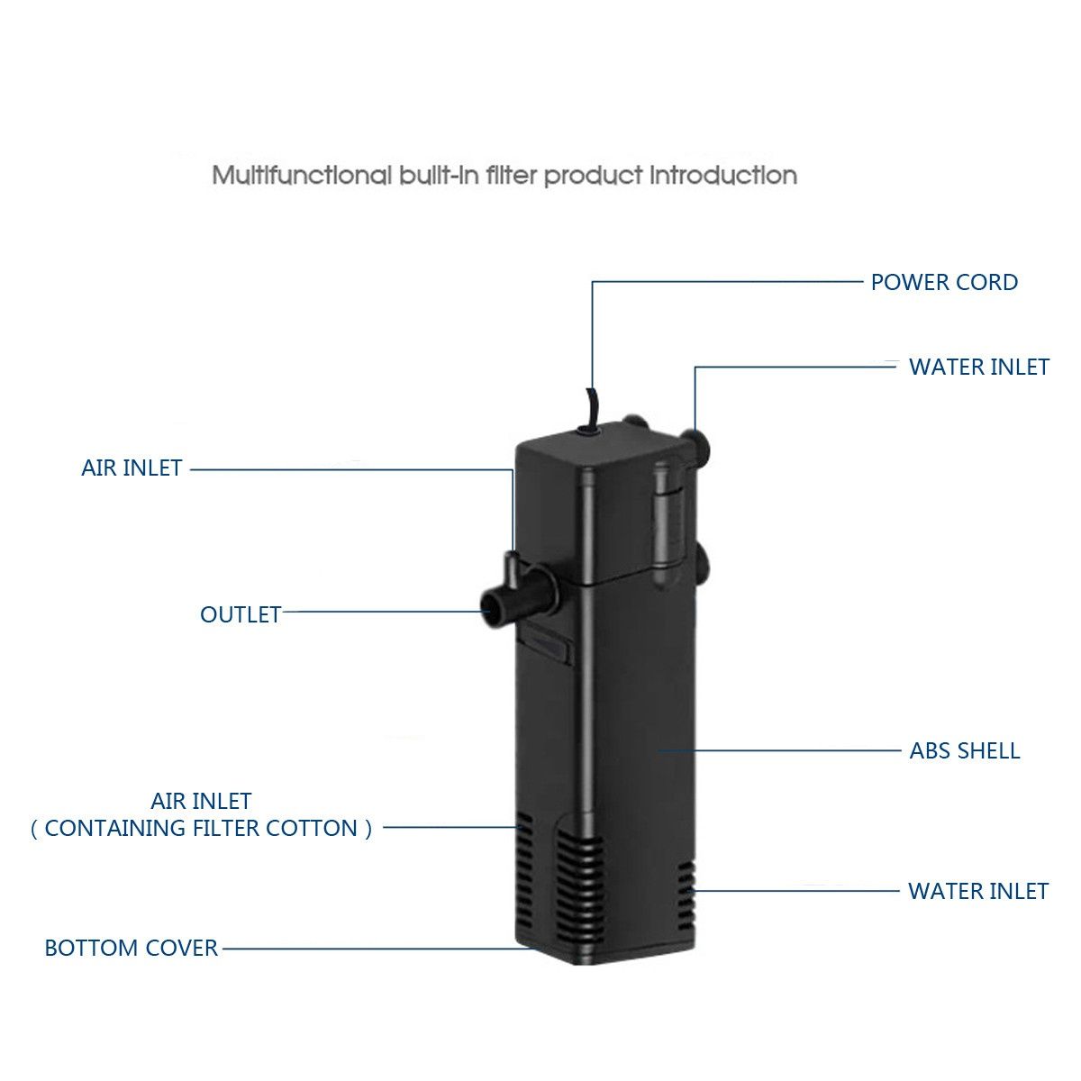 Aquarium Pump Submersible Pump Fish Tank Internal Filter Vacuum Pump Cellar Water Charge 250L 3/4/8/22W 220V-240V