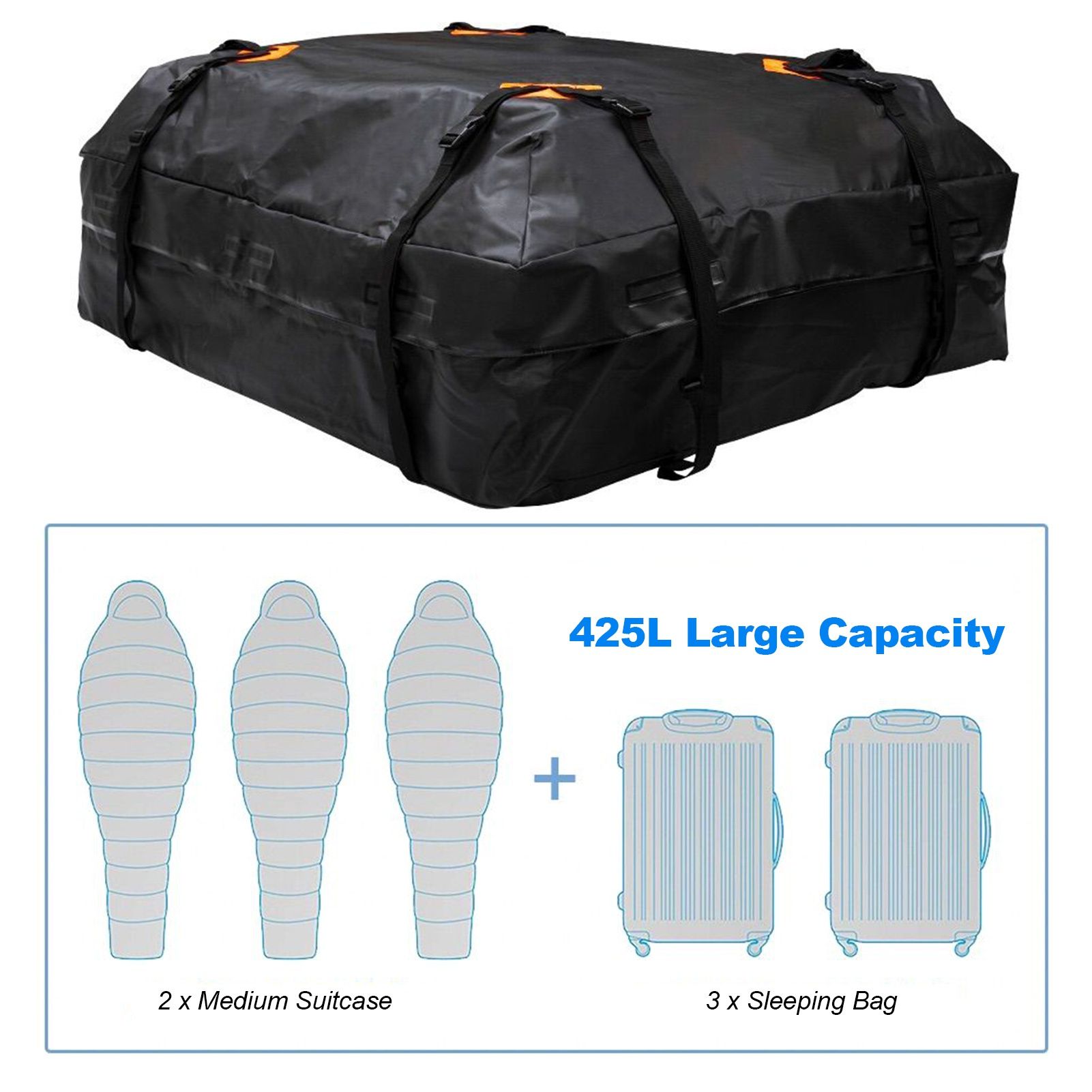 420D Waterproof Cargo Bag Car Roof Cargo Carrier Universal Luggage Bag Storage Cube Bag for Travel Camping Luggage Storage Box