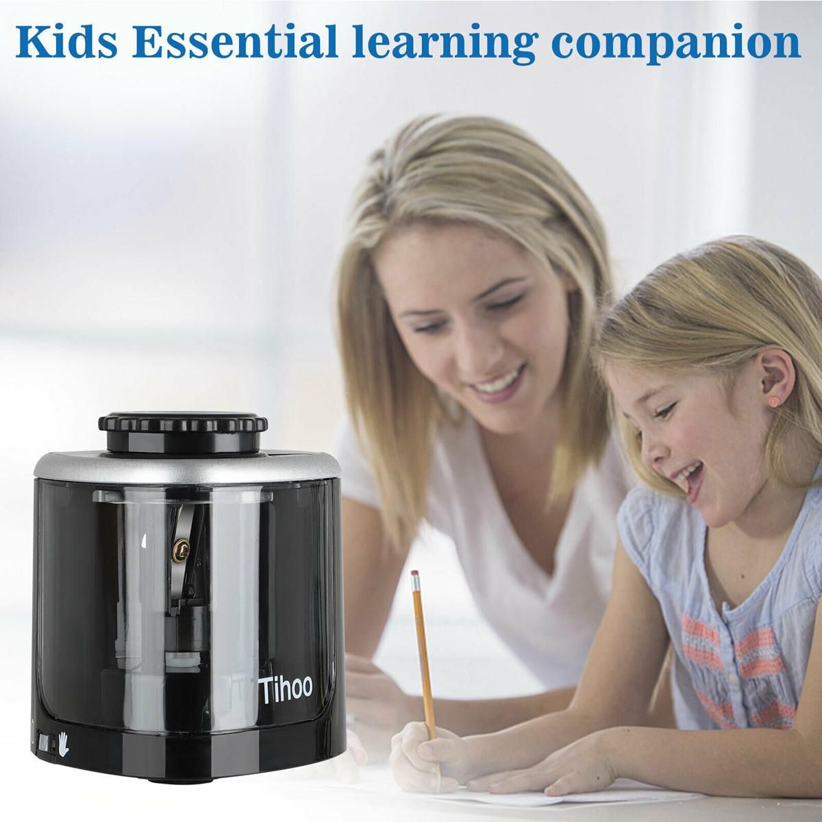 Electric Auto Pencil Sharpener Safe Student Helical Steel Blade Sharpener for Artists Kids Adults Colored Pencils