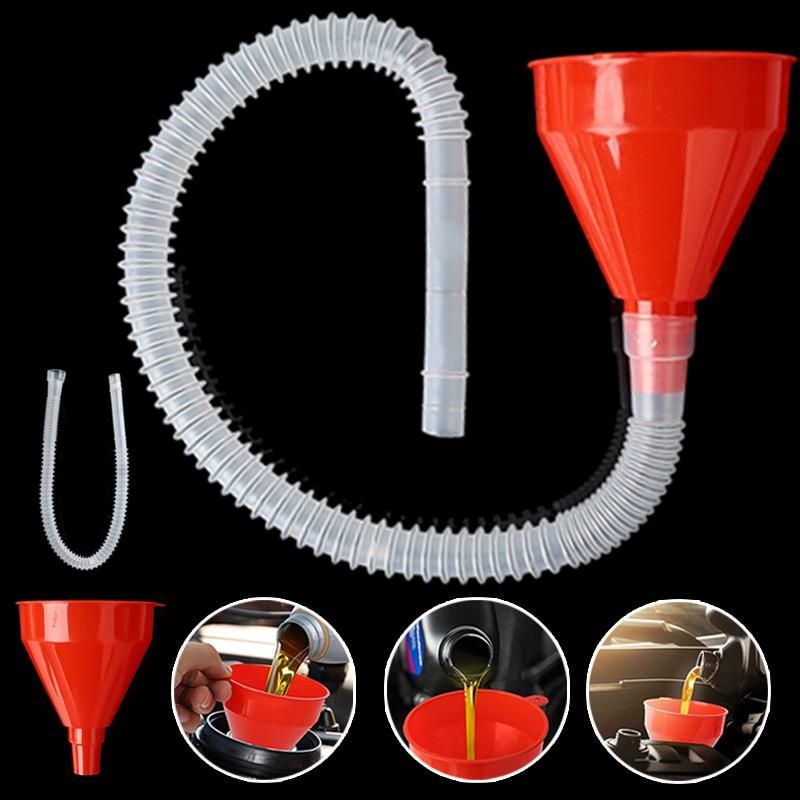 Car Telescopic Refueling Funnel Extension Long Pipe Engine Gasoline Oil Filling Funnels Detachable Hose Funnels Tools