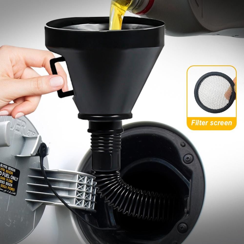 Car Telescopic Refueling Funnel Extension Long Pipe Engine Gasoline Oil Filling Funnels Detachable Hose Funnels Tools