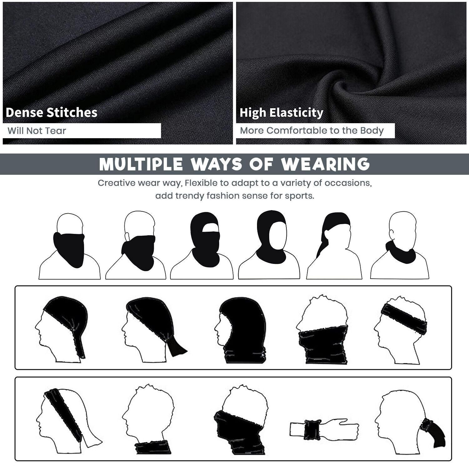Balaclava Full Face Mask Men Womens Cycling Ski Lycra Warm Neck Black Motor Bike
