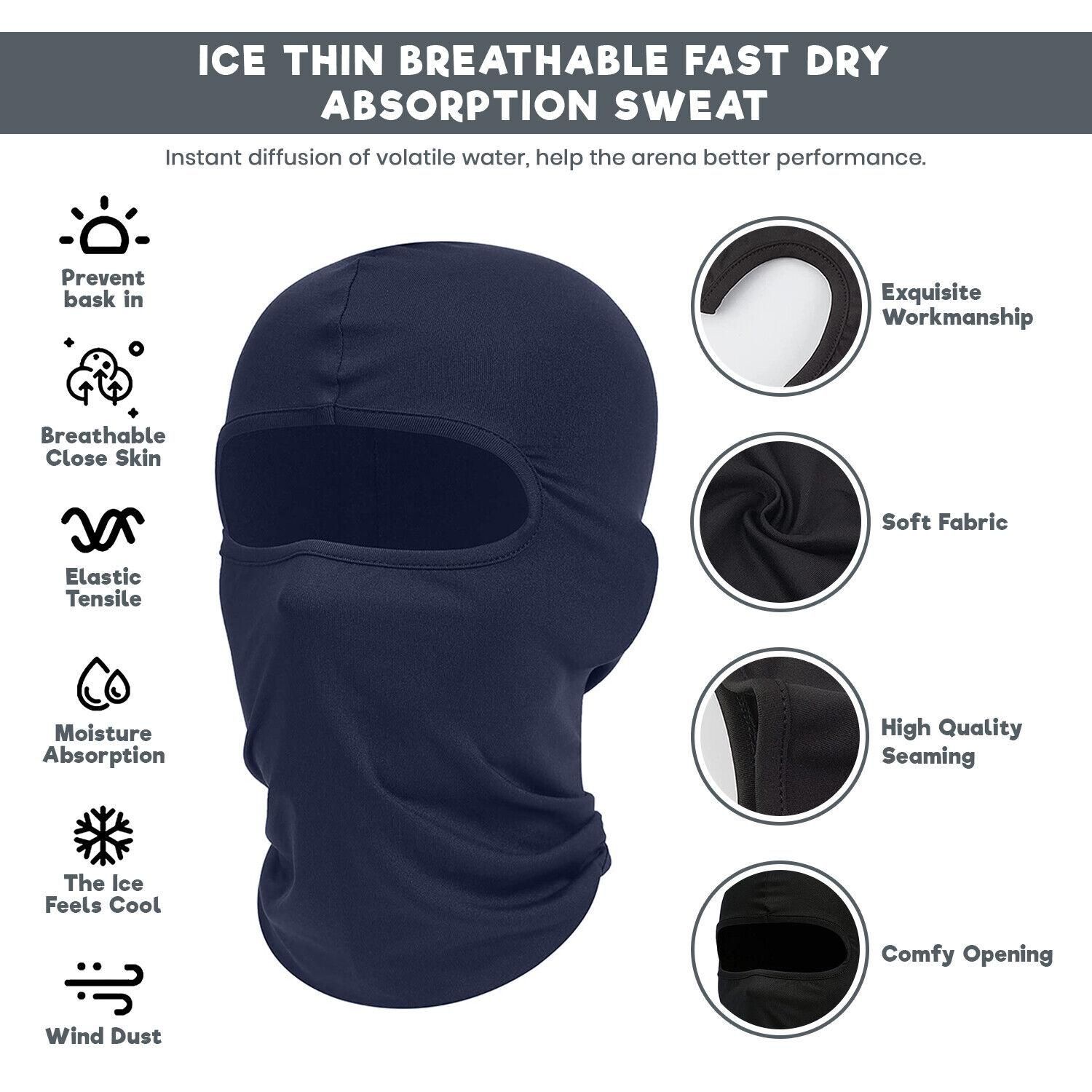Balaclava Full Face Mask Men Womens Cycling Ski Lycra Warm Neck Black Motor Bike