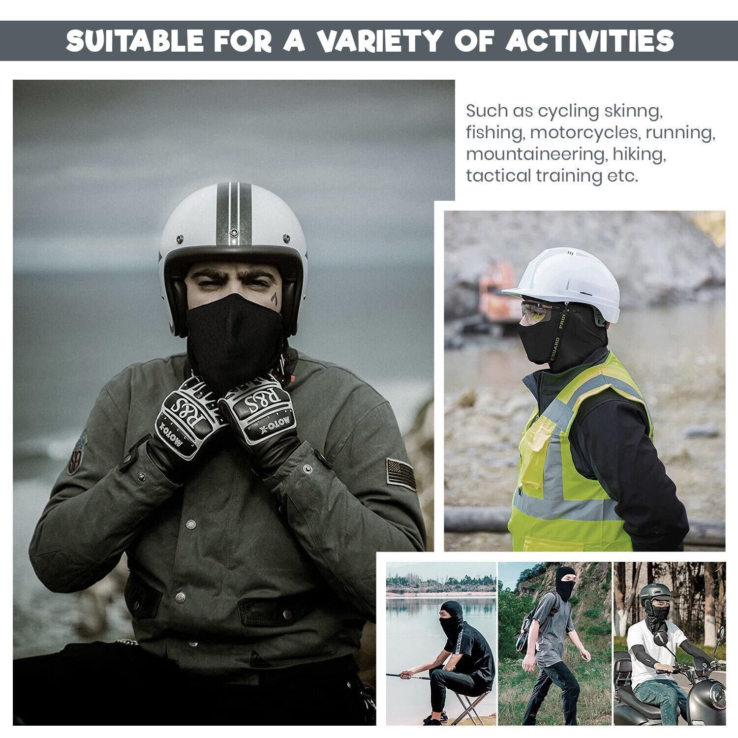Balaclava Full Face Mask Men Womens Cycling Ski Lycra Warm Neck Black Motor Bike