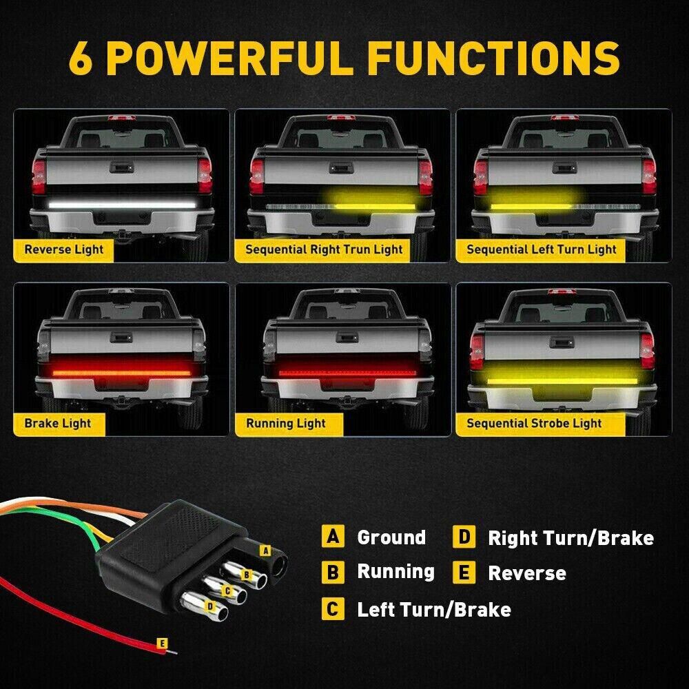 48" Inch Truck Tailgate Strip LED Sequential Brake Signal Reverse Tail Light Bar