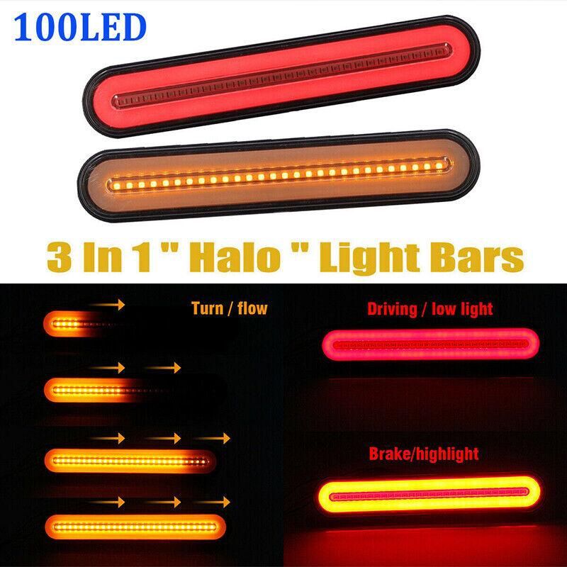 2PCS 100W LED Car Truck Flowing Stop Brake Turn Signal Tail Strip Light