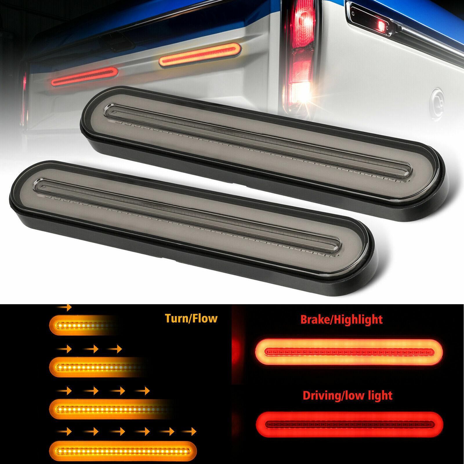 2PCS 100W LED Car Truck Flowing Stop Brake Turn Signal Tail Strip Light
