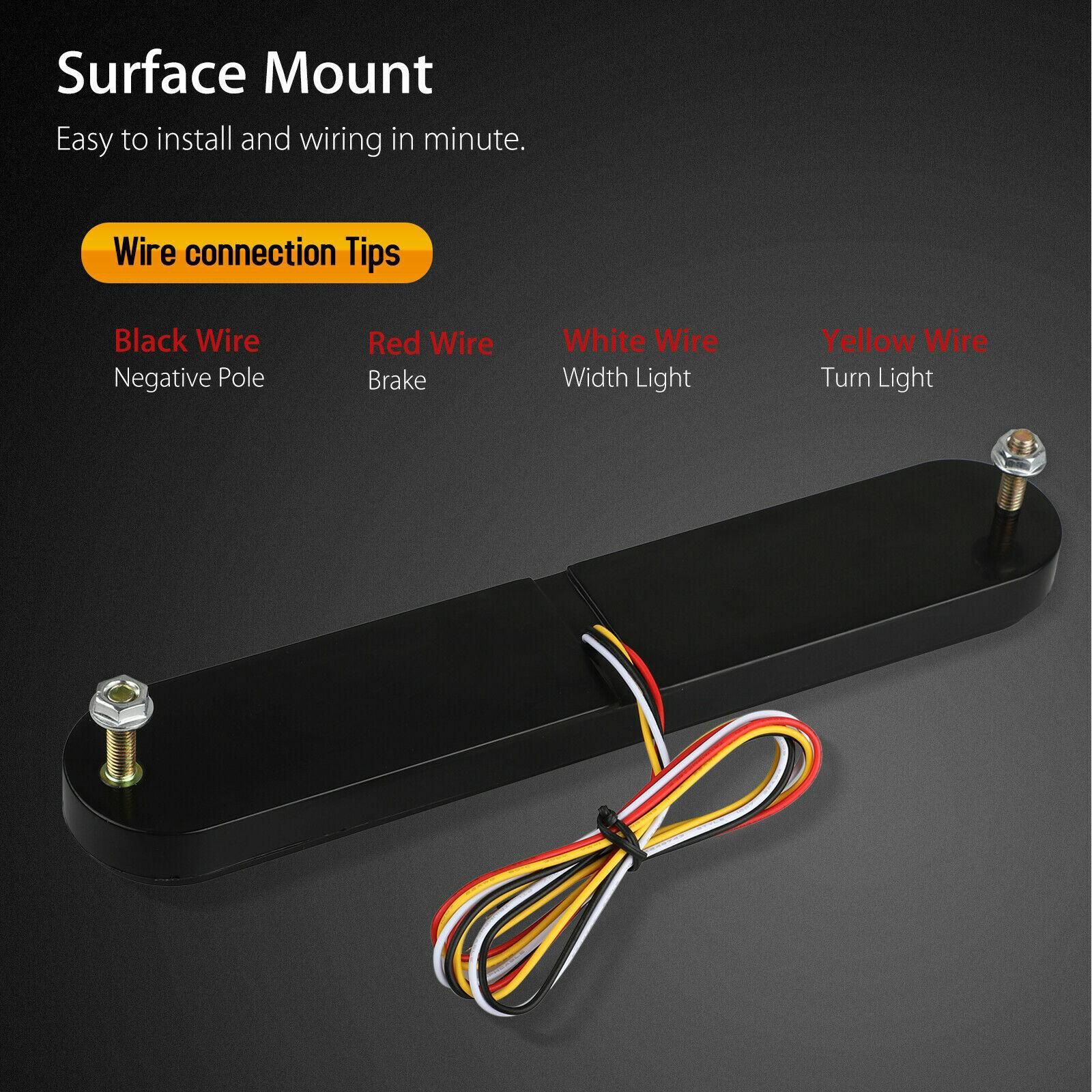 2PCS 100W LED Car Truck Flowing Stop Brake Turn Signal Tail Strip Light