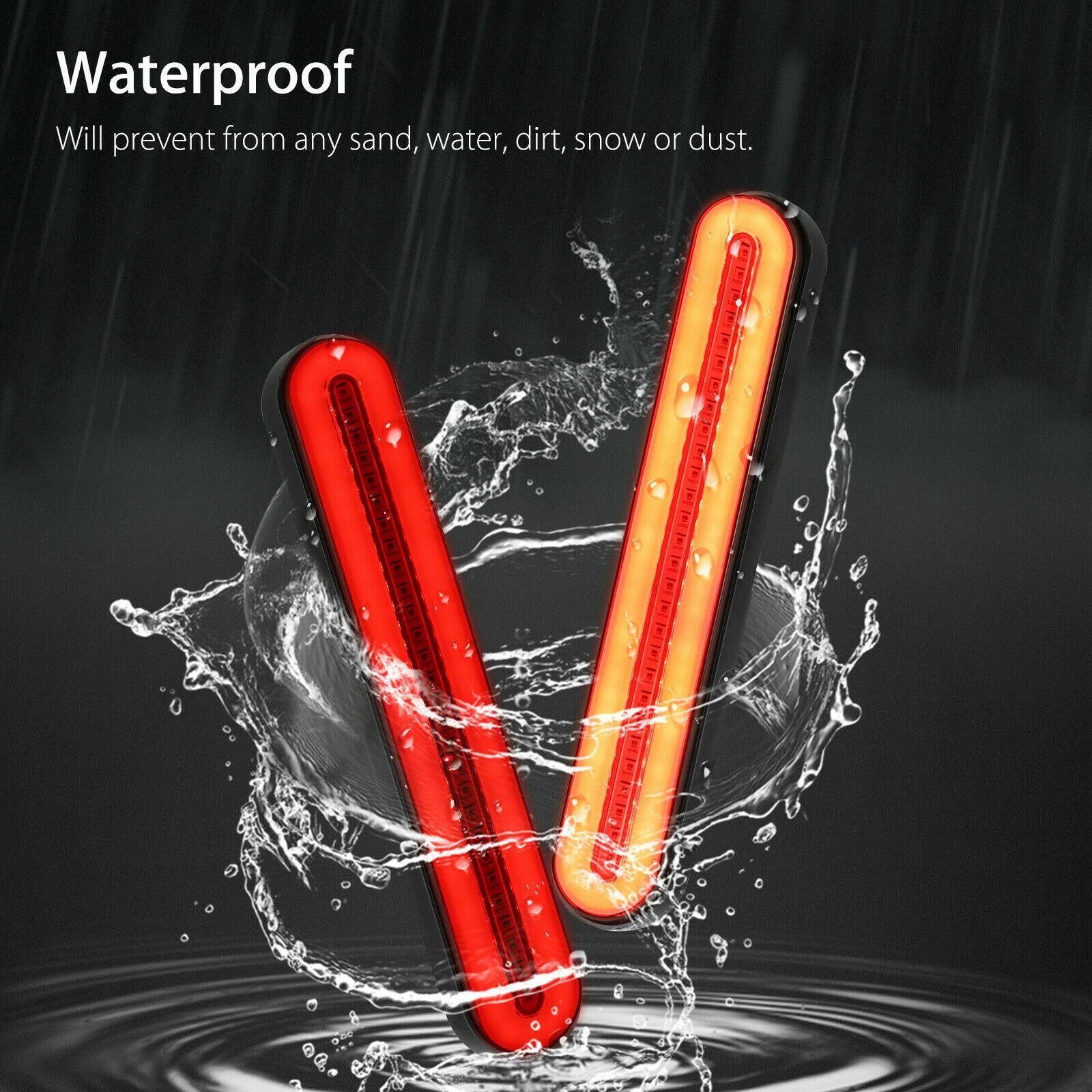 2PCS 100W LED Car Truck Flowing Stop Brake Turn Signal Tail Strip Light