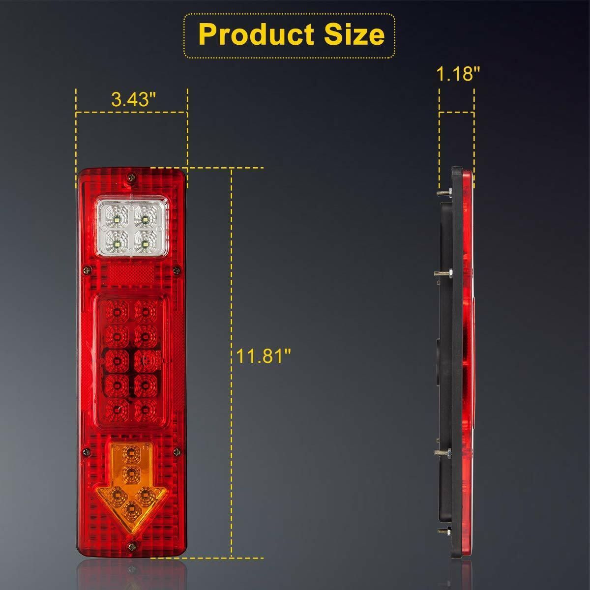 Pair Tail Lights 19 LED Brake Turn Signal Running for Truck Trailer RV ATV 12V bicycle lamp