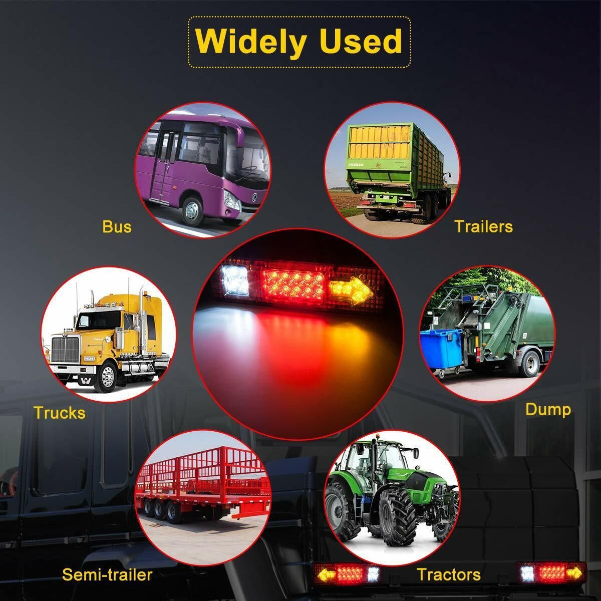 Pair Tail Lights 19 LED Brake Turn Signal Running for Truck Trailer RV ATV 12V bicycle lamp