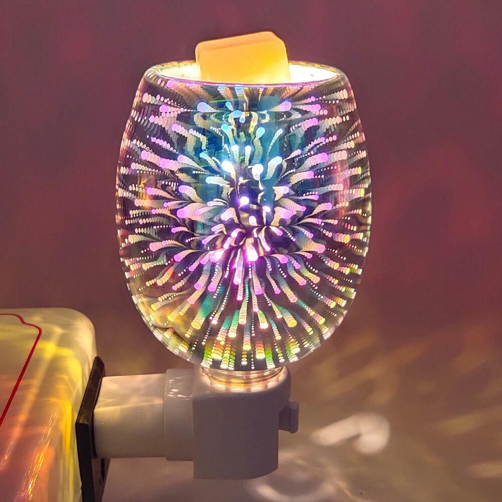3D Glass Electric Wax Melt Warmer aroma lamp Candle Waxing Warmer Plug In Metal Burner Melt Wax Cube Melter Fragrance Warmer for Home&Office