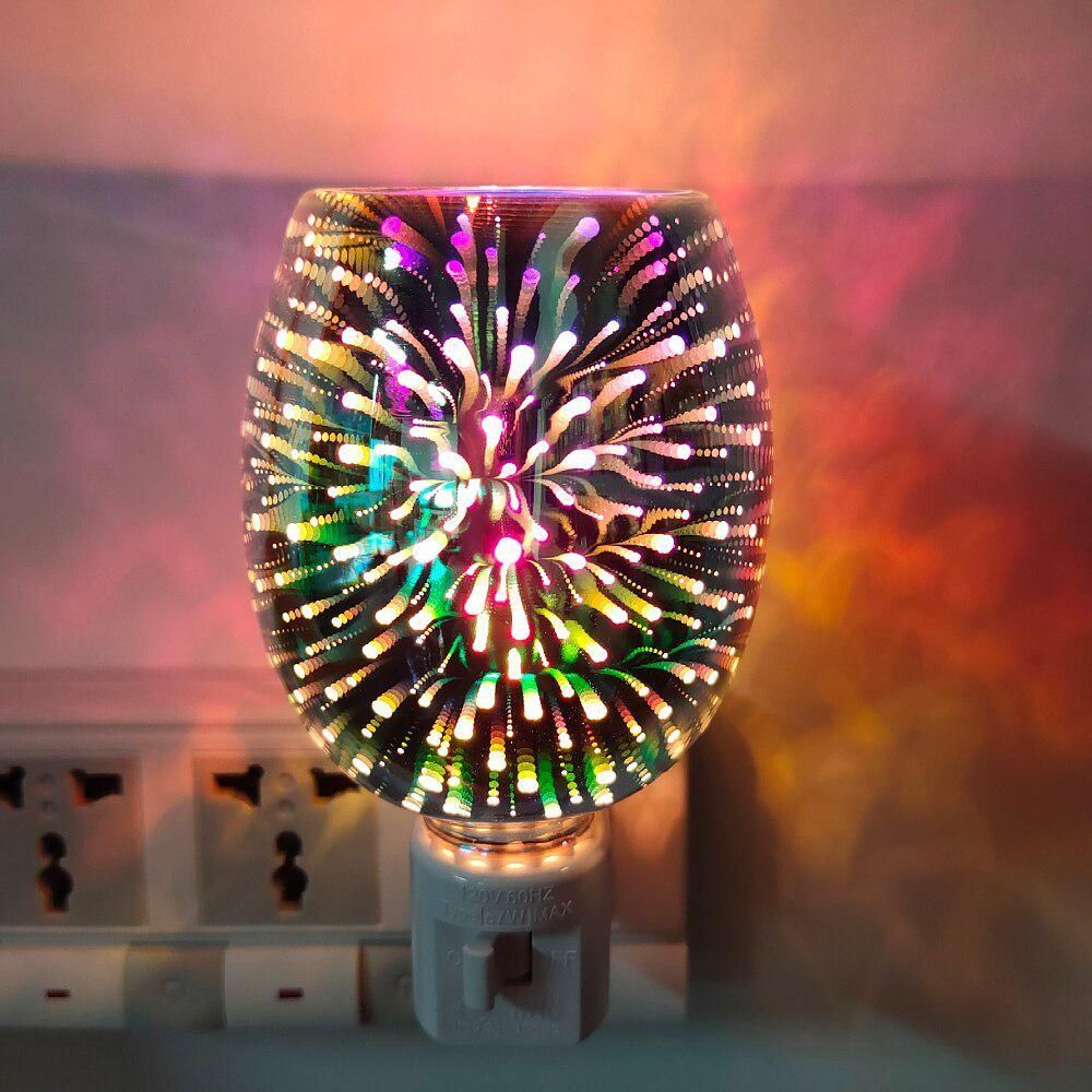 3D Glass Electric Wax Melt Warmer aroma lamp Candle Waxing Warmer Plug In Metal Burner Melt Wax Cube Melter Fragrance Warmer for Home&Office