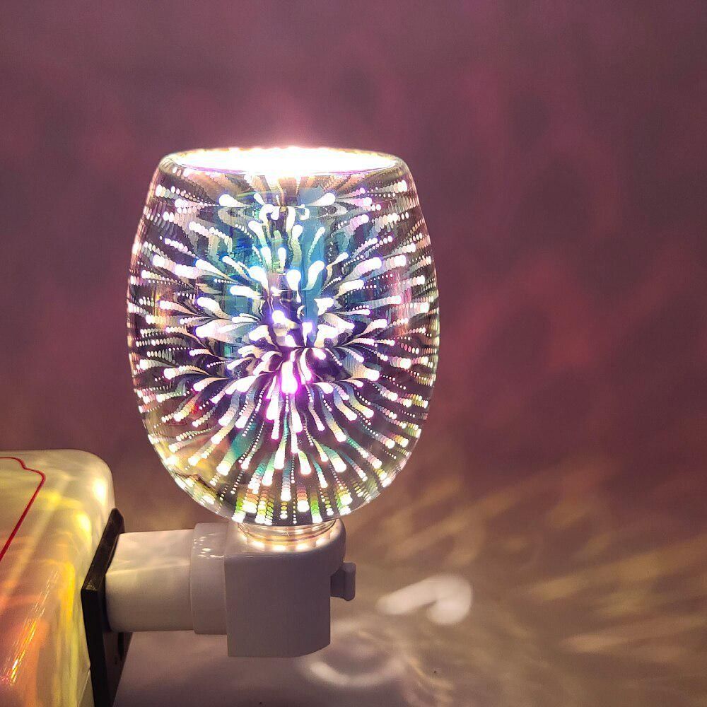 3D Glass Electric Wax Melt Warmer aroma lamp Candle Waxing Warmer Plug In Metal Burner Melt Wax Cube Melter Fragrance Warmer for Home&Office