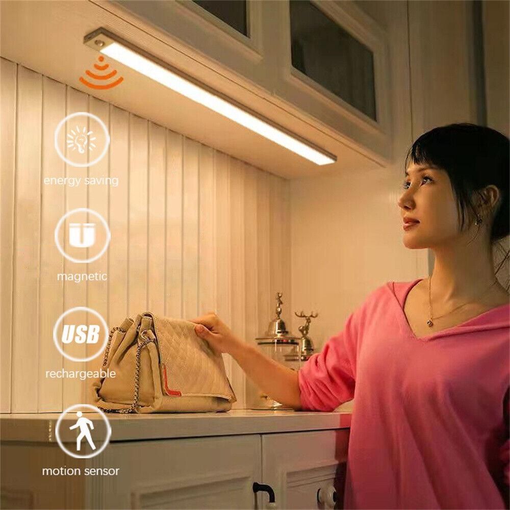 LED Light USB Under Cabinet Closet light Motion Sensor Kitchen Counter Night Wall Lamp