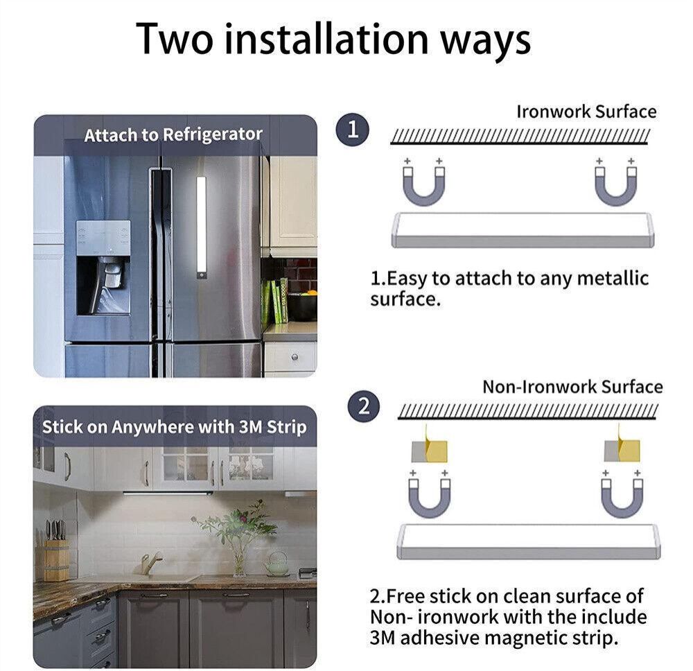 LED Light USB Under Cabinet Closet light Motion Sensor Kitchen Counter Night Wall Lamp