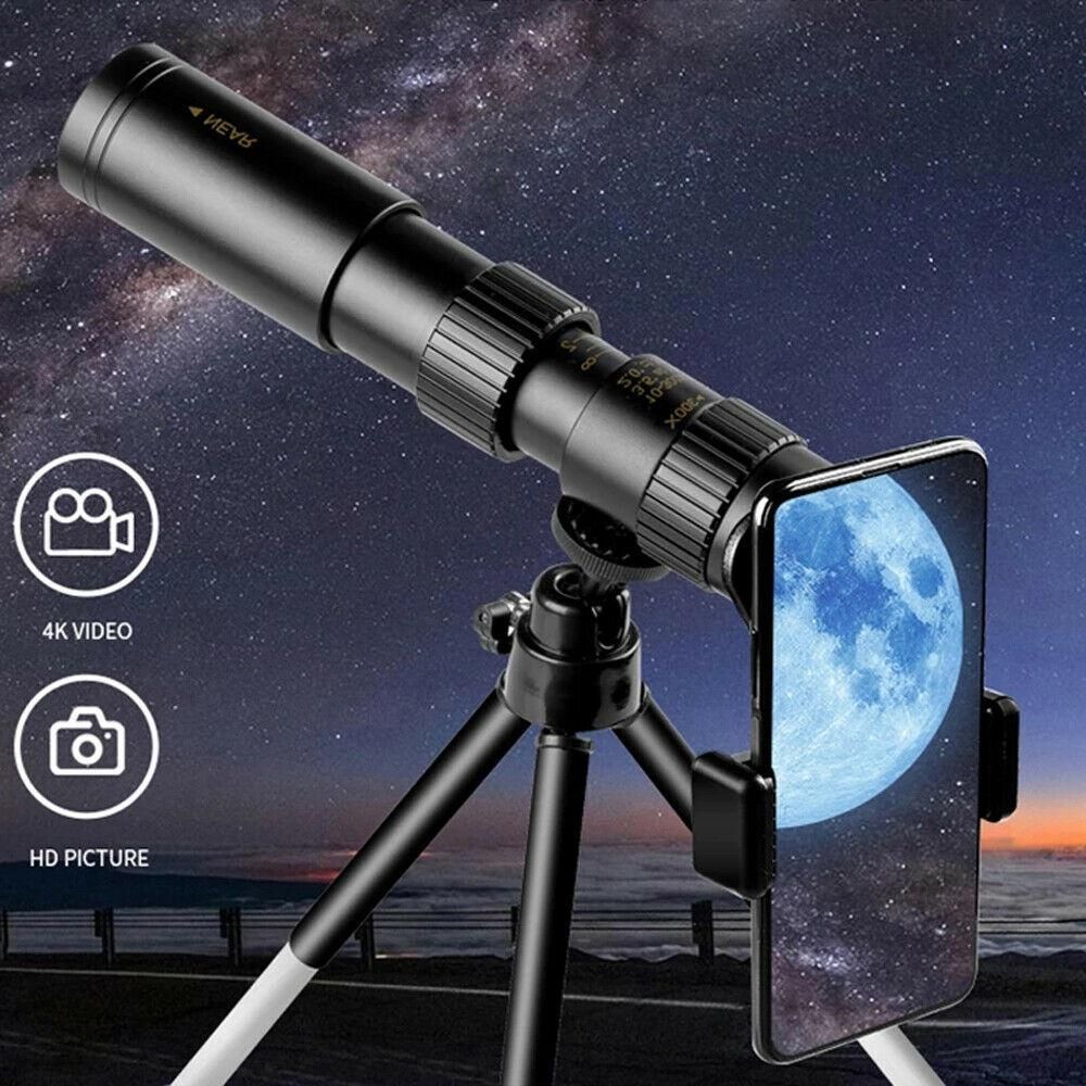 4K 10-300X40mm Super Telephoto Zoom Portable Monocular Telescope w/Tripod + Clip