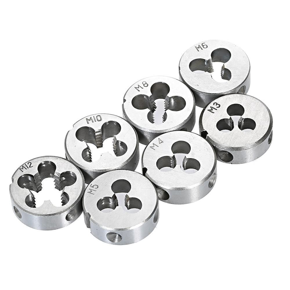 32PCS HSS Tap Die Set Metric Wrench Cut M3-M12 Hand Threading Tool Tungsten Carbide Tap Die Screw Thread Making Tool Bit Set