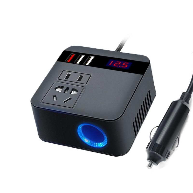 Car Inverter 12V/24V DC To 110V/220V AC Cigarette Lighter Power Supply Inverter Adapter with QC 3.0 USB Charger Fast Charging