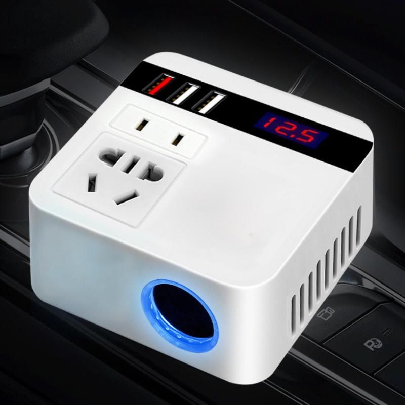 Car Inverter 12V/24V DC To 110V/220V AC Cigarette Lighter Power Supply Inverter Adapter with QC 3.0 USB Charger Fast Charging