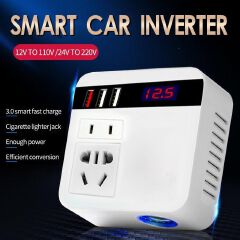 Car Inverter 12V/24V DC To 110V/220V AC Cigarette Lighter Power Supply Inverter Adapter with QC 3.0 USB Charger Fast Charging