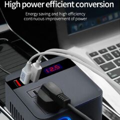 Car Inverter 12V/24V DC To 110V/220V AC Cigarette Lighter Power Supply Inverter Adapter with QC 3.0 USB Charger Fast Charging