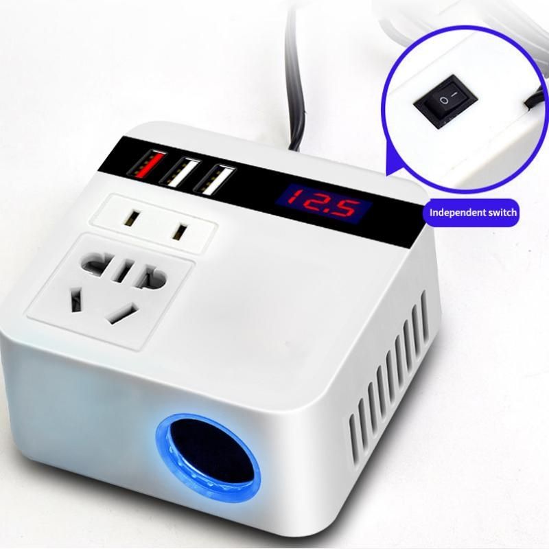 Car Inverter 12V/24V DC To 110V/220V AC Cigarette Lighter Power Supply Inverter Adapter with QC 3.0 USB Charger Fast Charging