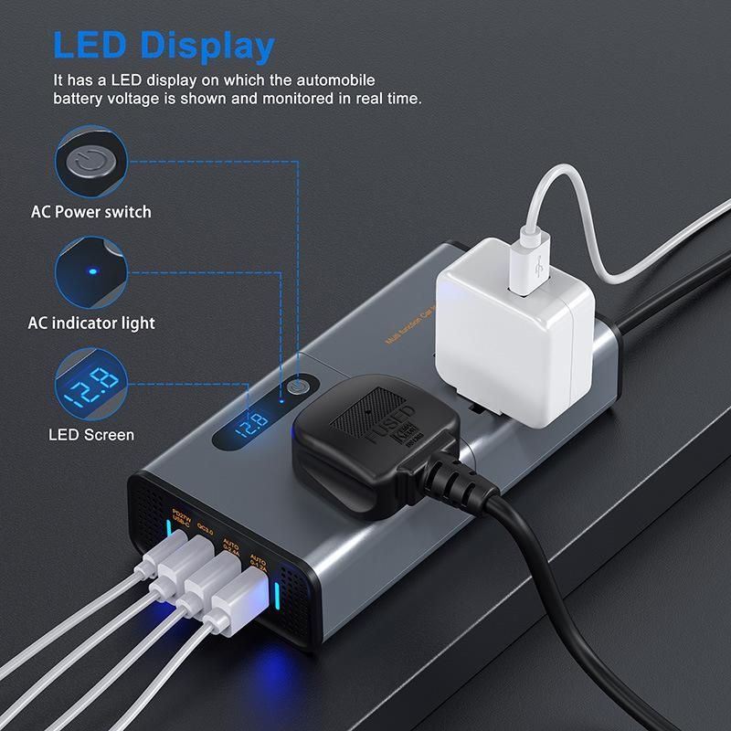 Car Inverter DC 12V to AC 110V 220V Auto Converter Type-C USB Fast Charging Charger EU US Socket Car Inverter Power Adapter