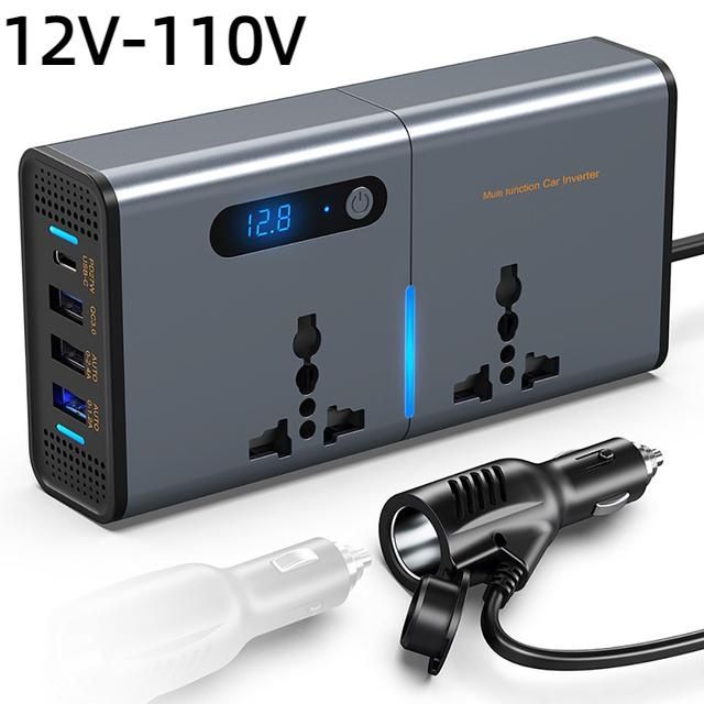 Car Inverter DC 12V to AC 110V 220V Auto Converter Type-C USB Fast Charging Charger EU US Socket Car Inverter Power Adapter