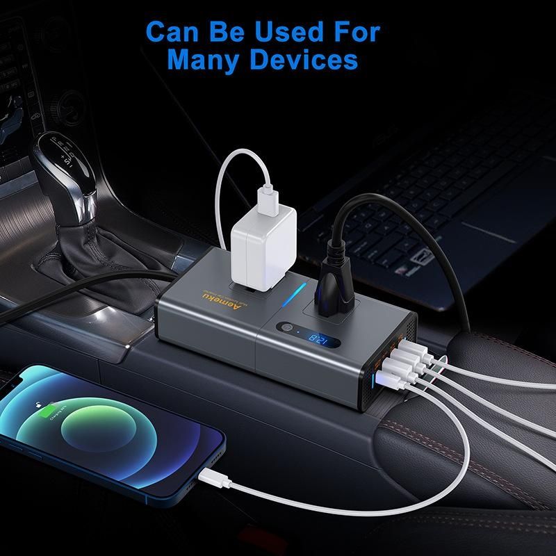 Car Inverter DC 12V to AC 110V 220V Auto Converter Type-C USB Fast Charging Charger EU US Socket Car Inverter Power Adapter