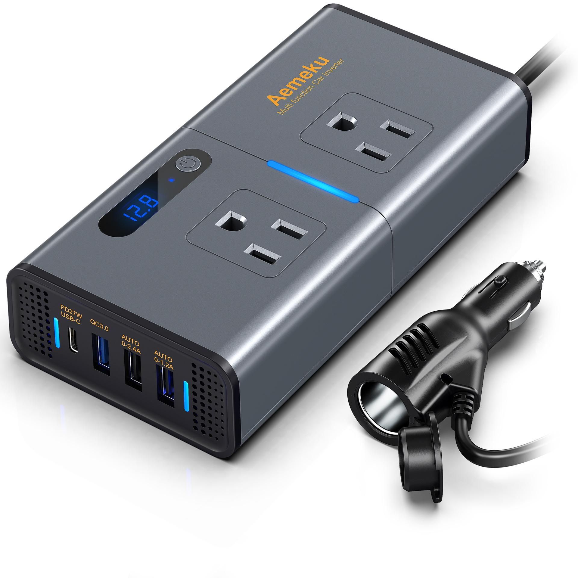 Car Inverter DC 12V to AC 110V 220V Auto Converter Type-C USB Fast Charging Charger EU US Socket Car Inverter Power Adapter