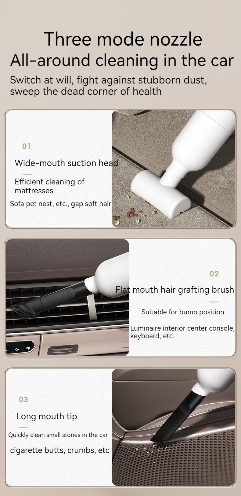 9000pa Wireless Portable Vacuum Cleaners Electric Mini Strong Suction Low Noise Vacuum Cleaner for Car Home Dual Use