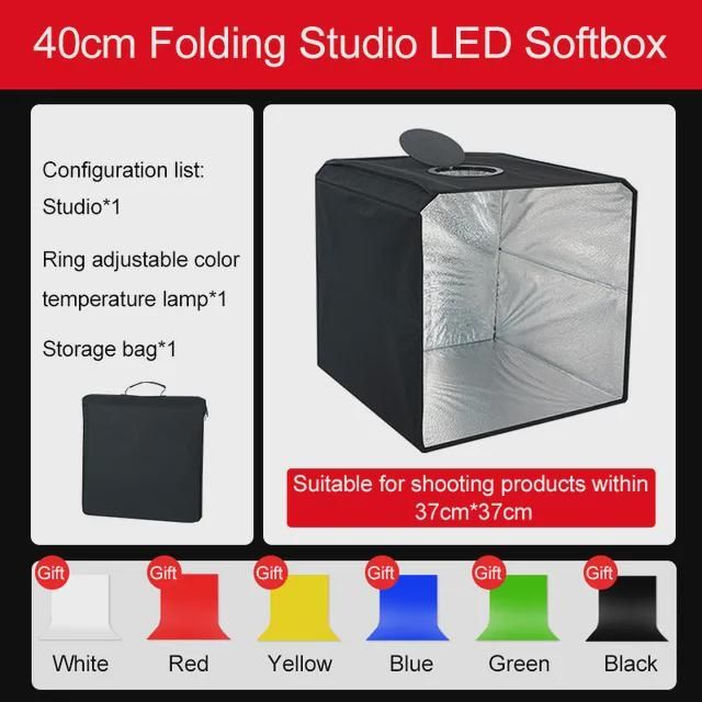 25/30/40CM LED Photography Studio Foldable Shooting Tent Box Kit Photo Light Box 6 Background Board Portable Dimmable Softbox