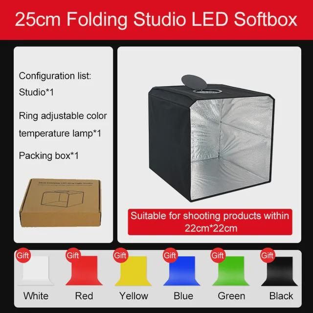 25/30/40CM LED Photography Studio Foldable Shooting Tent Box Kit Photo Light Box 6 Background Board Portable Dimmable Softbox