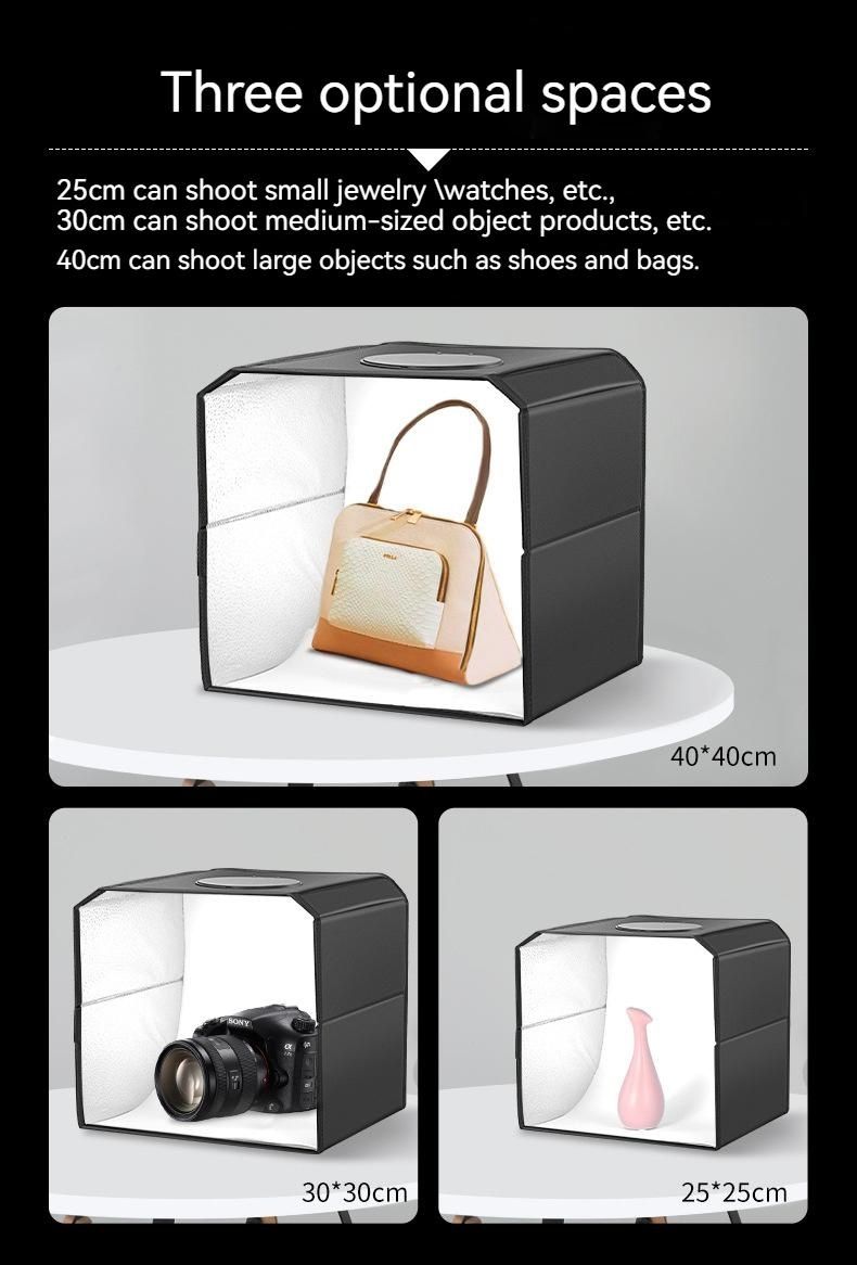 25/30/40CM LED Photography Studio Foldable Shooting Tent Box Kit Photo Light Box 6 Background Board Portable Dimmable Softbox