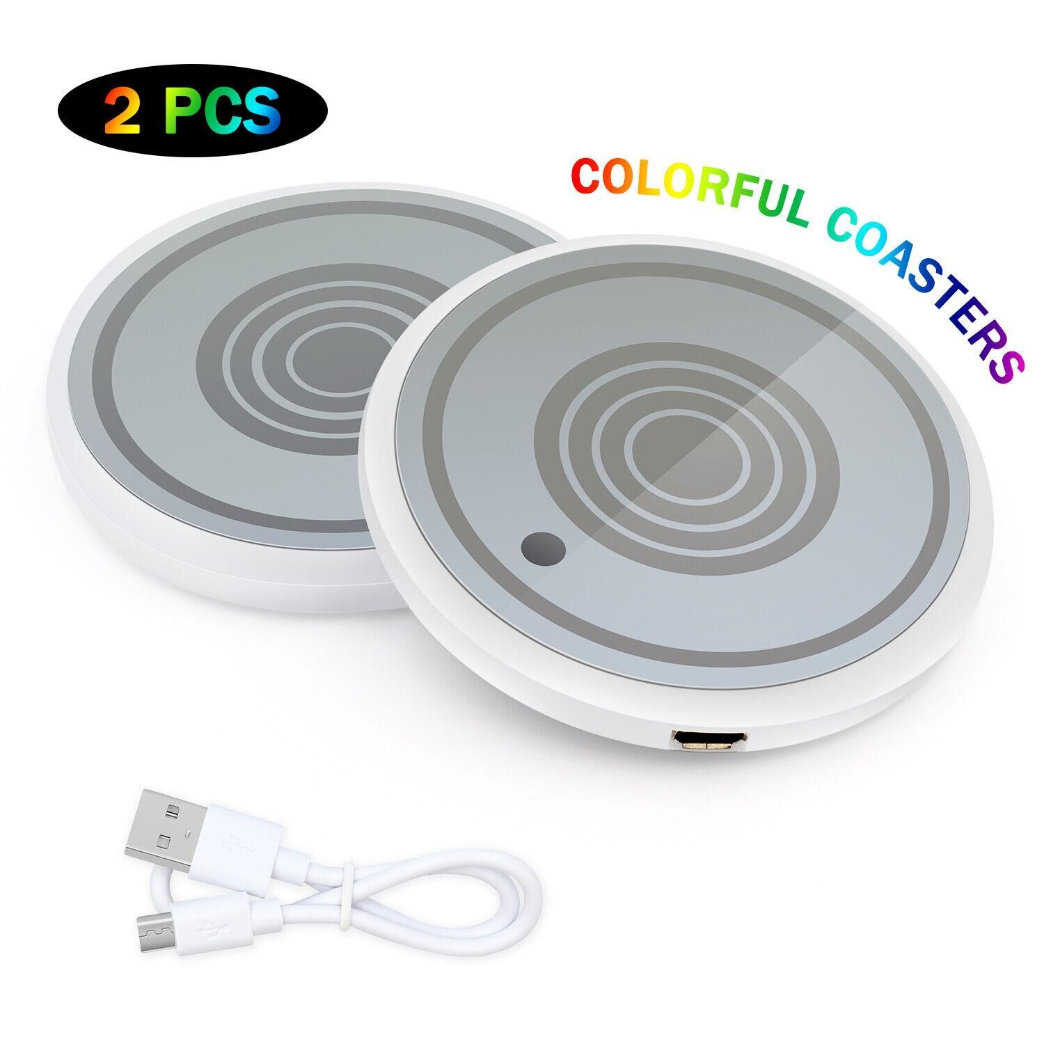1Pc/2Pcs Cup Pad Car Accessories LED Light Cover Interior Decoration Lamp 7 Colors