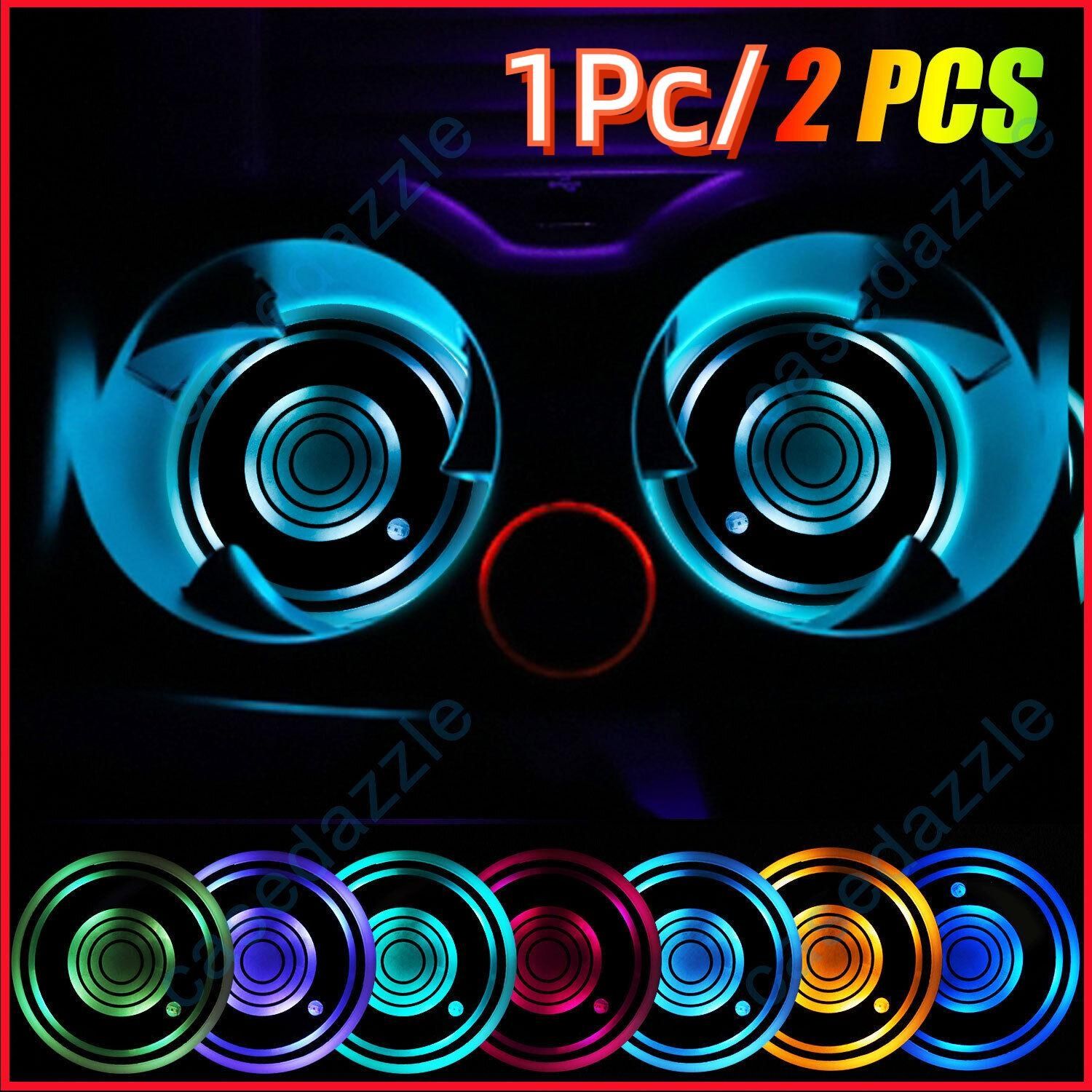 1Pc/2Pcs Cup Pad Car Accessories LED Light Cover Interior Decoration Lamp 7 Colors