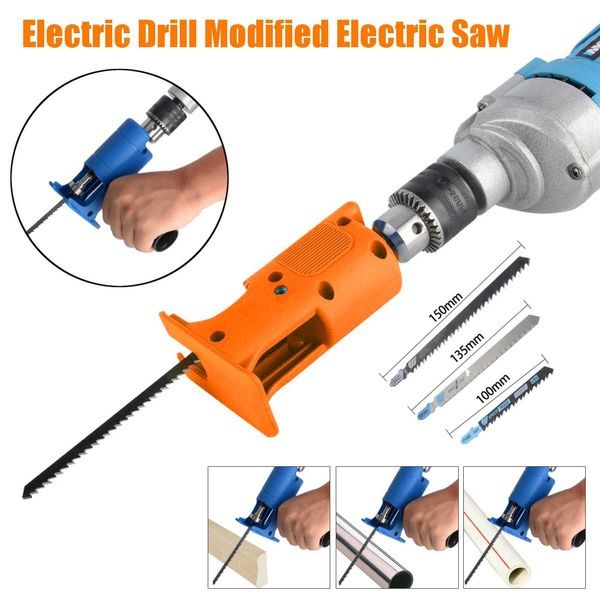 4PCS/SET NEW Reciprocating Saw Attachment Adapter Change Electric Drill Into Reciprocating Saw for Wood Metal Cutting