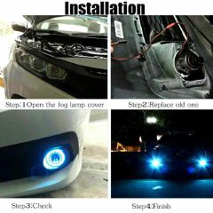 NEW 2pcs 2.5" Angel Eye Car SUV Blue COB Halo Ring Projector LED DRL Daytime Fog Lights