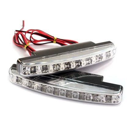 6000K Super White Drl 8 Led Daytime Running Lights Fog Lamp Chrome