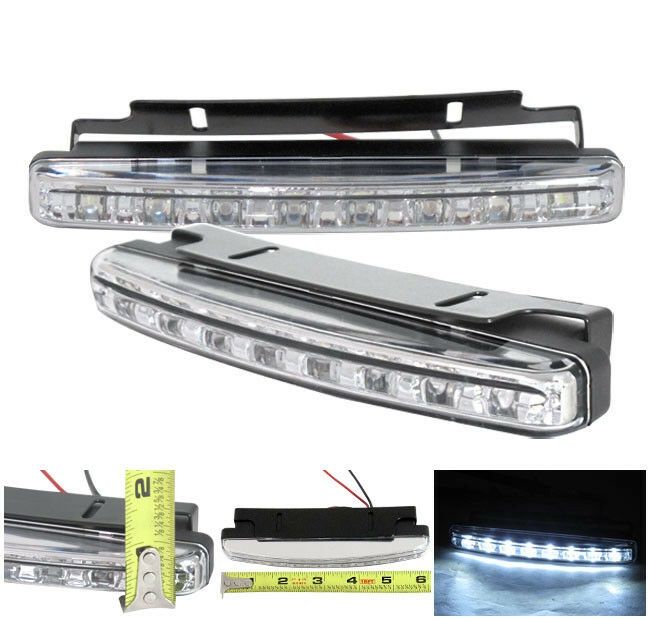 6000K Super White Drl 8 Led Daytime Running Lights Fog Lamp Chrome
