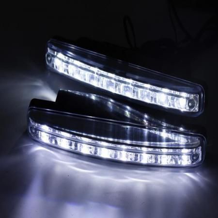6000K Super White Drl 8 Led Daytime Running Lights Fog Lamp Chrome