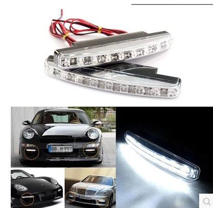 6000K Super White Drl 8 Led Daytime Running Lights Fog Lamp Chrome