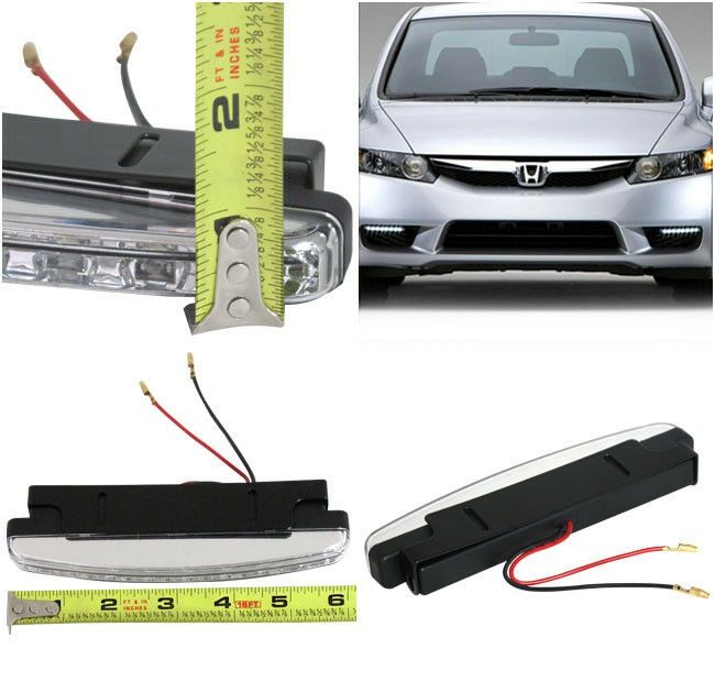 6000K Super White Drl 8 Led Daytime Running Lights Fog Lamp Chrome
