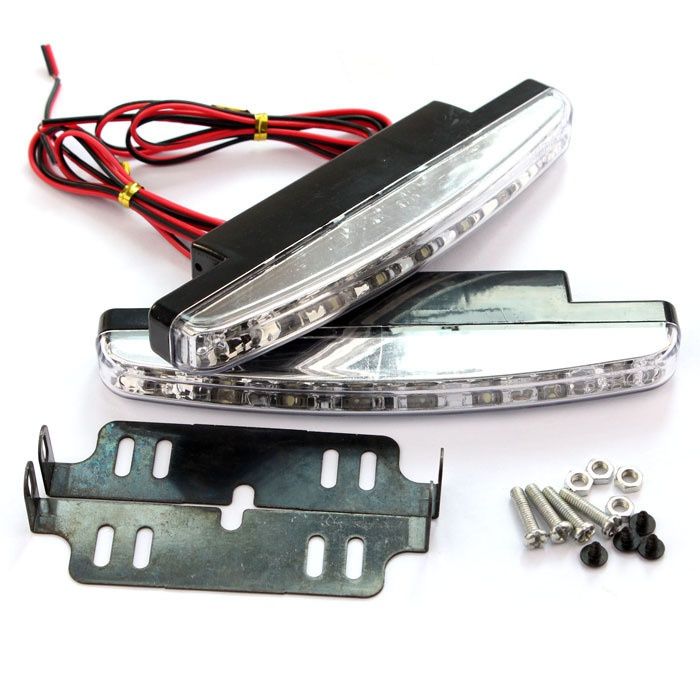 6000K Super White Drl 8 Led Daytime Running Lights Fog Lamp Chrome