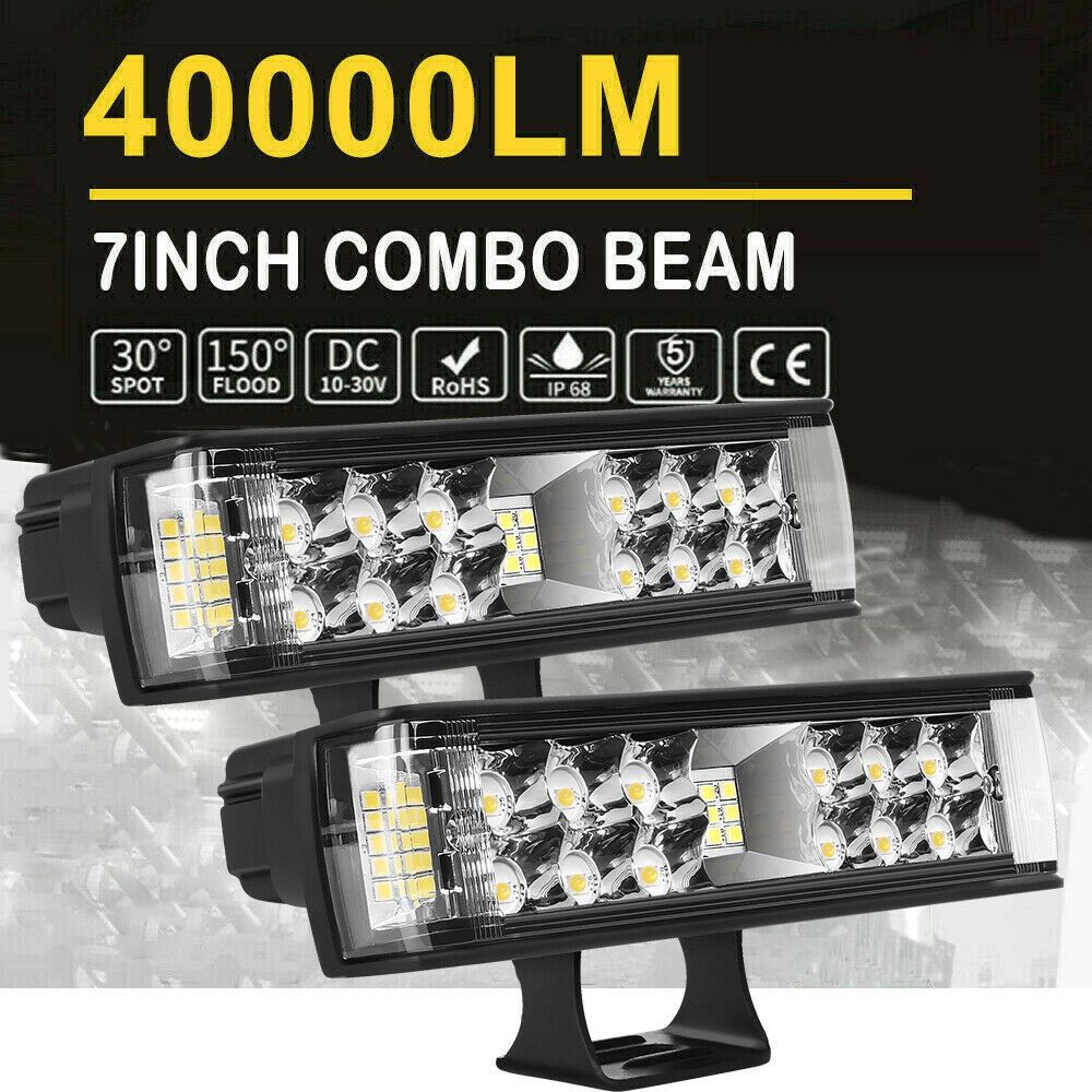 1/2pcs 7inch LED Work Light Bar Flood Spot Combo Fog Lamp Offroad Driving Truck ATV Light