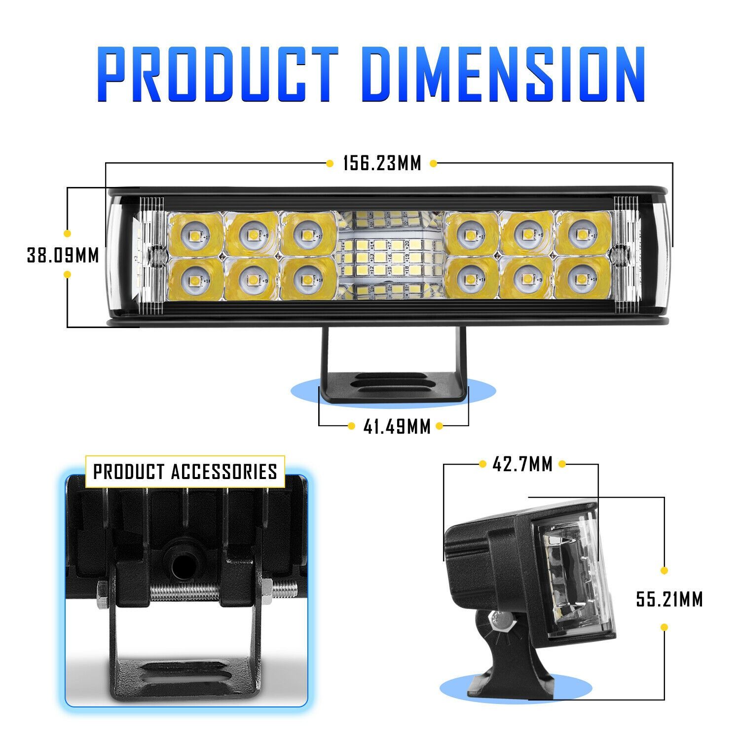 1/2pcs 7inch LED Work Light Bar Flood Spot Combo Fog Lamp Offroad Driving Truck ATV Light