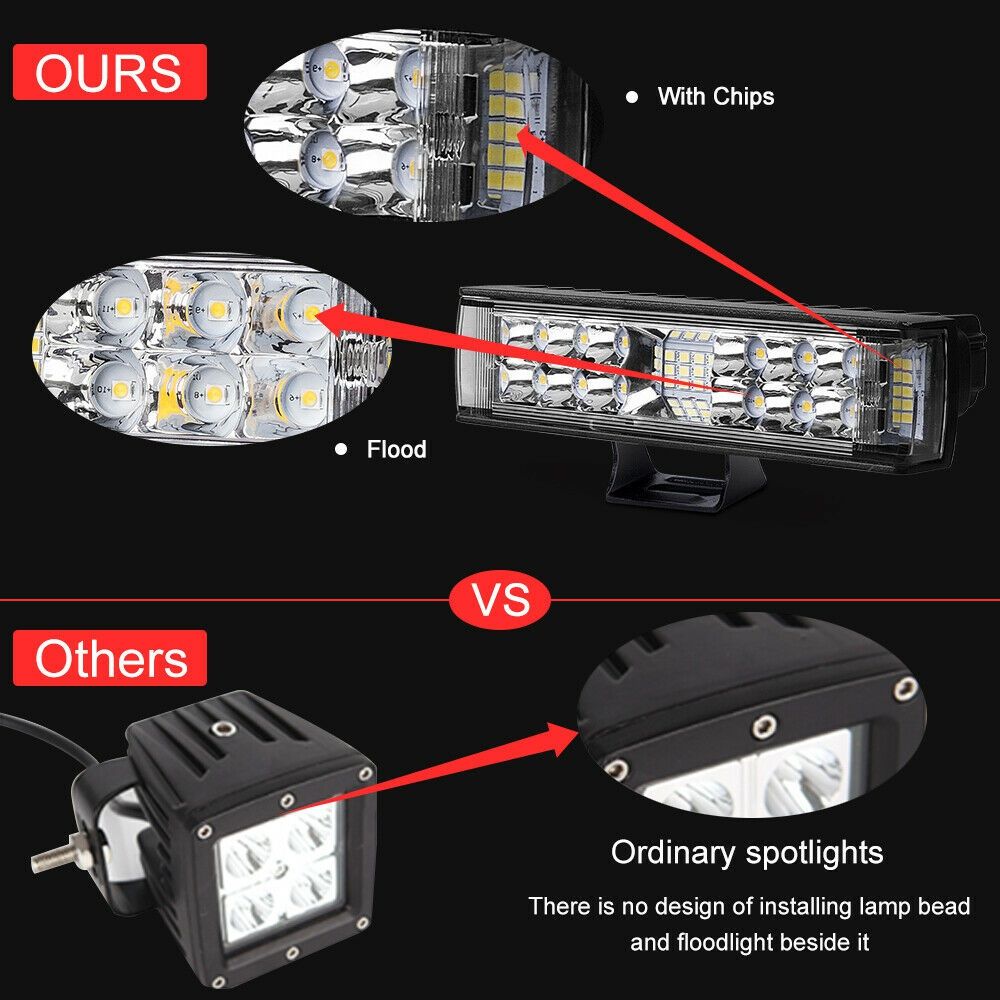 1/2pcs 7inch LED Work Light Bar Flood Spot Combo Fog Lamp Offroad Driving Truck ATV Light