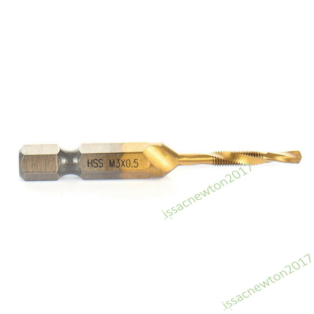 6PCS Hex Shank Titanium Plated Screw Thread Drill Bits Set Compound Tap M3 - M10